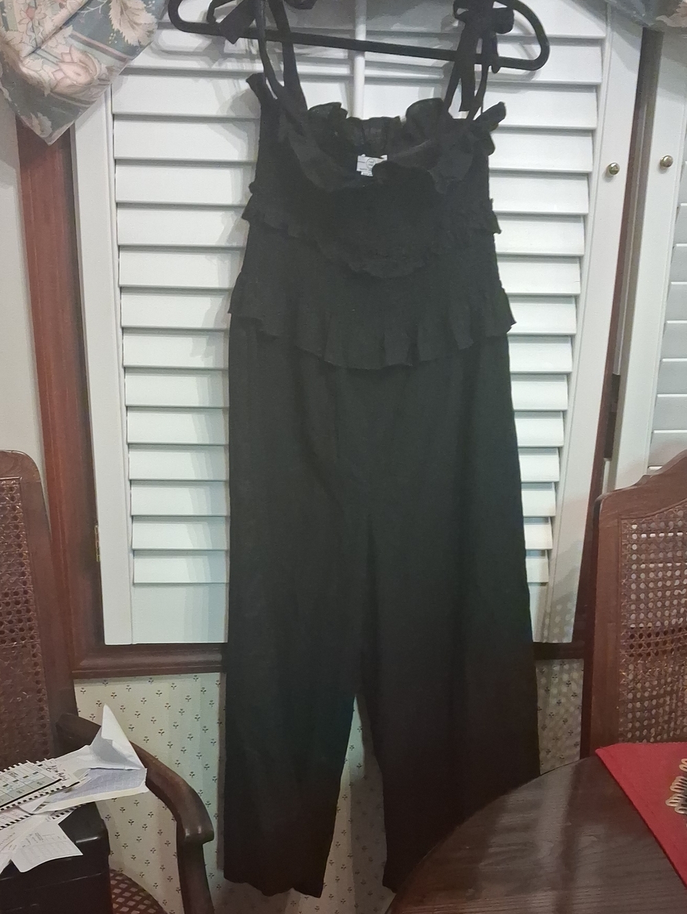 Ruffled Strap Black Jumpsuit